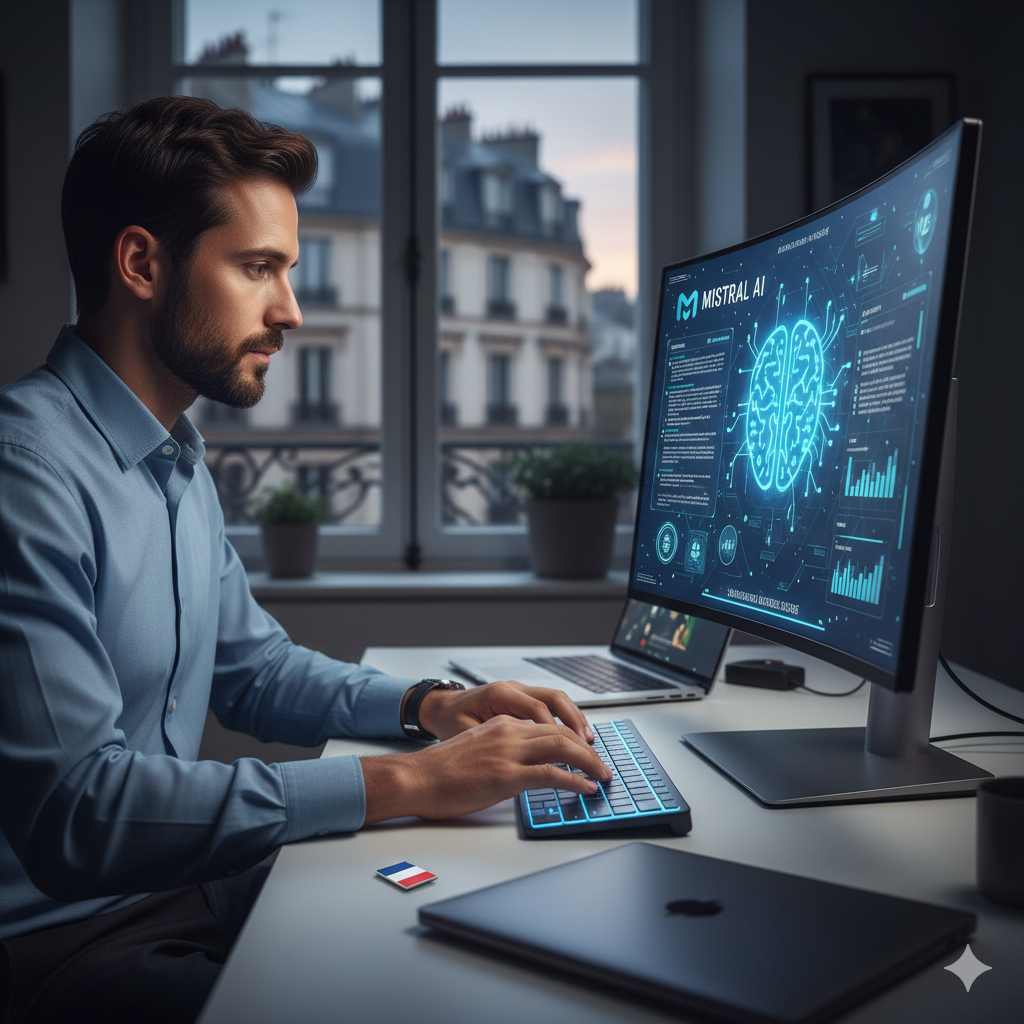 homme utilise mistral IA
